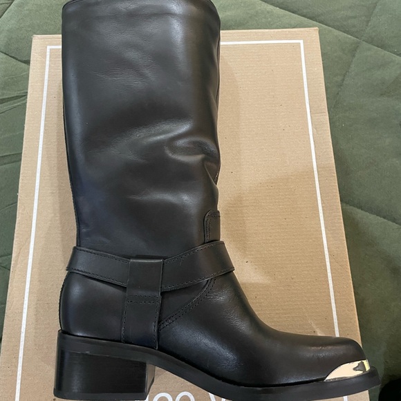 Dolce Vita Black Heeled Boots with Buckle Detail - Picture 6 of 9